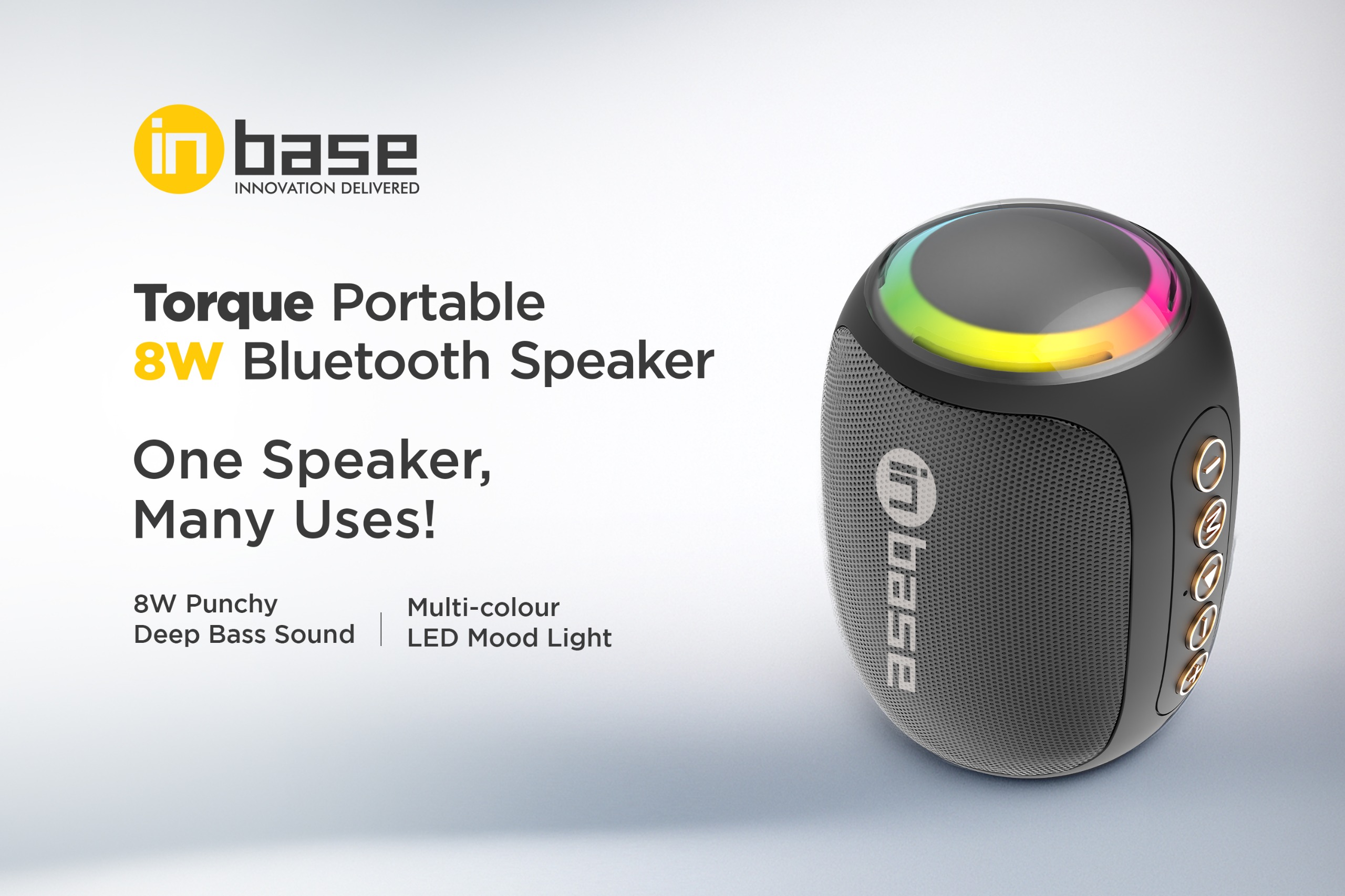 Inbase Launches Torque Bluetooth Speaker at ₹899 with LED Lights & IPX6 Rating