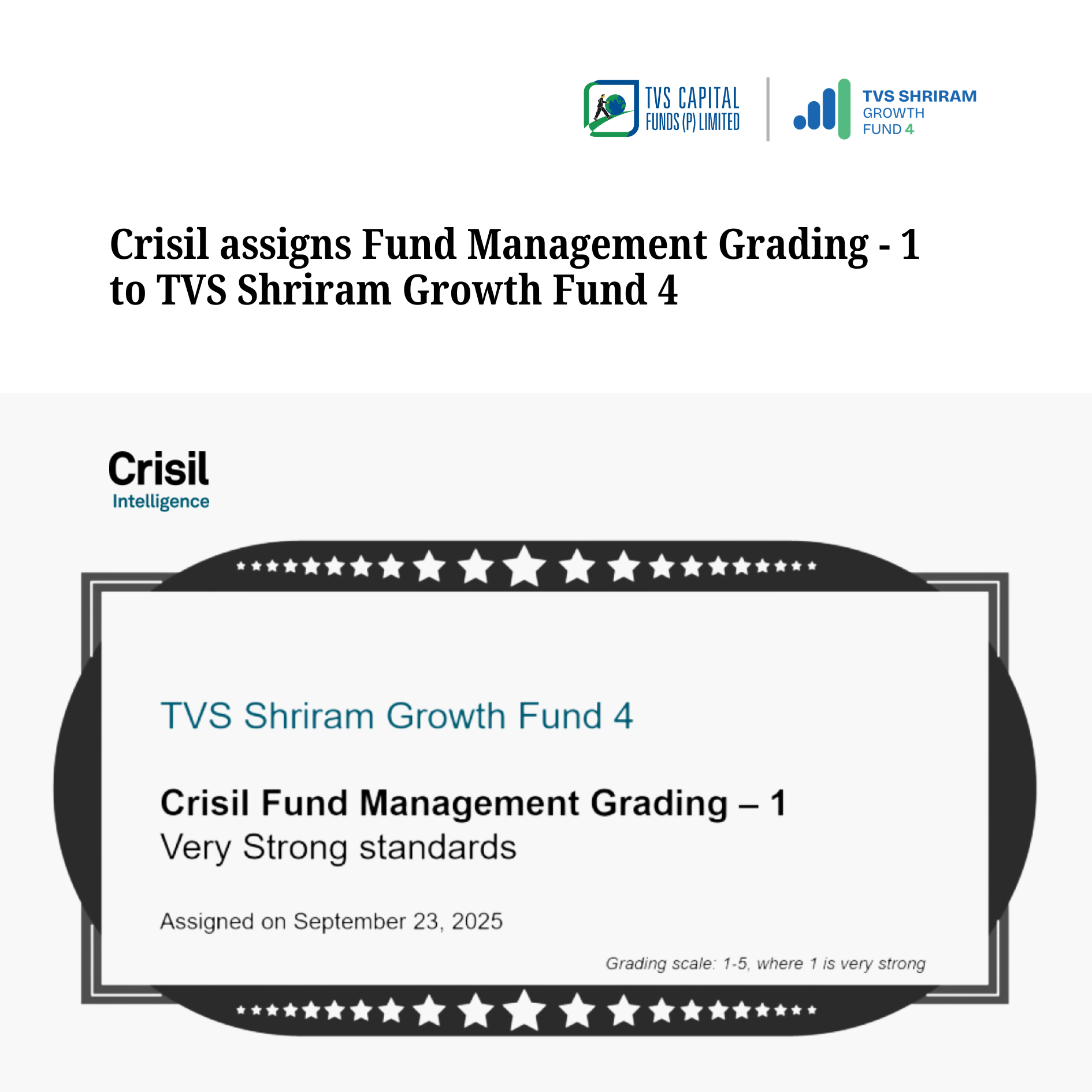 TVS Shriram Growth Fund 4 Earns CRISIL Fund Management Grading – 1